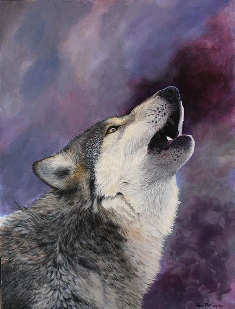 Howling Wolf Painting by Harm Plat