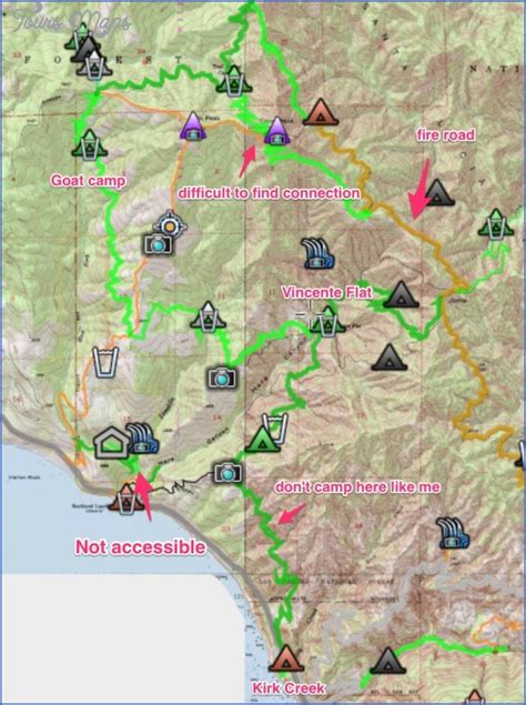 Big Sur Hiking Map - ToursMaps.com