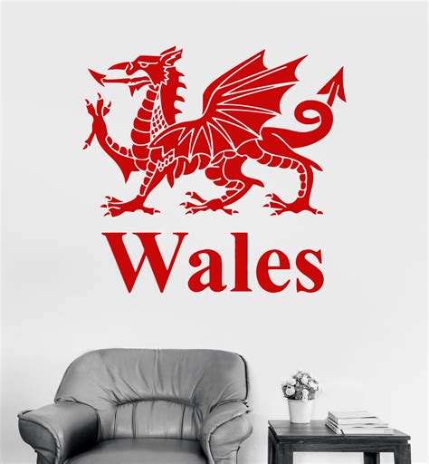 Vinyl Wall Decal Principality of Wales Welsh Dragon Britain Stickers U ...