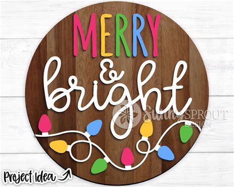 Merry & Bright String Lights, DIGITAL Download, Winter Round Door ...