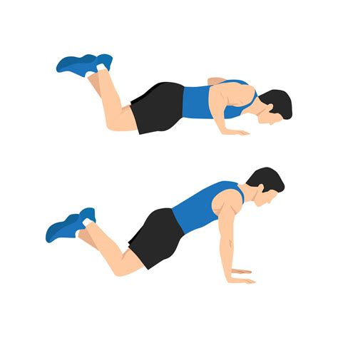 Man doing Modified knee push ups exercise. Flat vector illustration ...