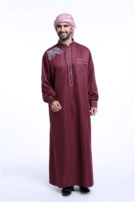 Men Dubai Clothes Muslim Thobe Abaya Robe Daffah Dishdasha Islamic ...