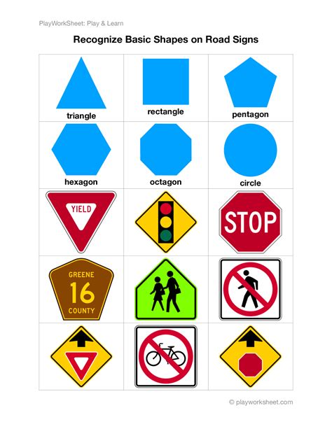 Recognize Basic Shapes on Road Traffic Signs | Free Printables for Kids