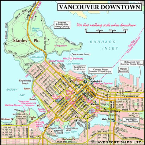 Map of Vancouver Downtown - British Columbia Travel and Adventure Vacations