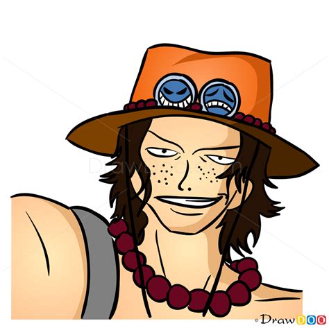 How to Draw Portgas D. Ace Face, One Piece