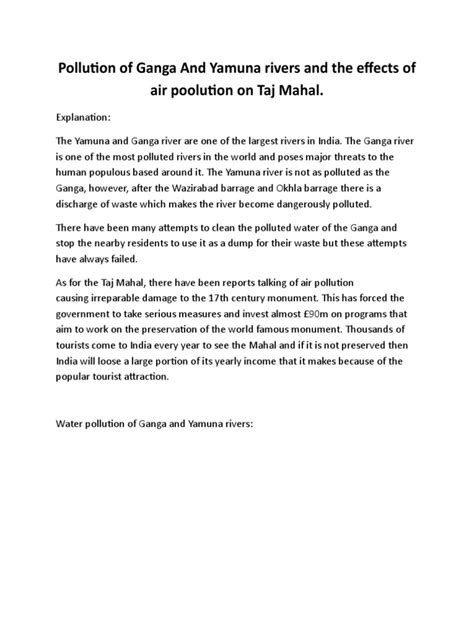 Pollution of Ganga and Yamuna Rivers and Effects of Air Pollution On ...