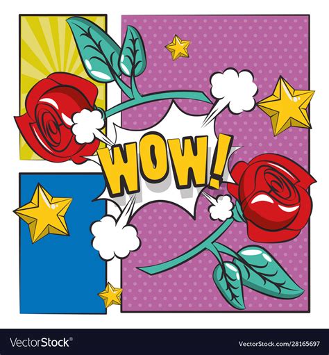 Poster pop art style with rose flower Royalty Free Vector