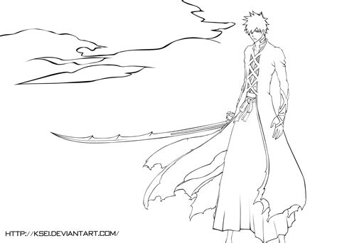 Ichigo Bankai Coloring Pages | Coloring pages, Sketches, Anime drawings