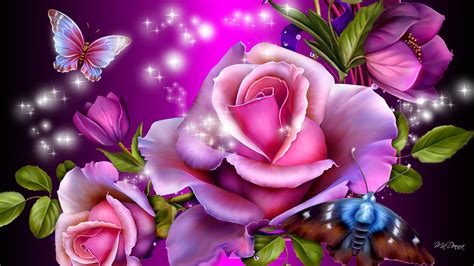 🔥 Download Purple Roses And Butterflies Desktop Wallpaper by ...