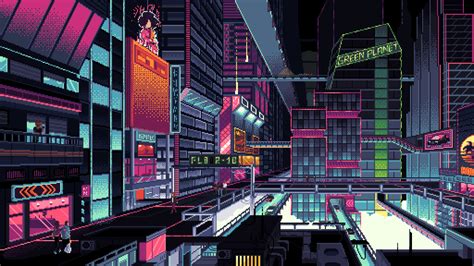 1920x1080 Resolution Cyberpunk City Pixel Art 1080P Laptop Full HD ...