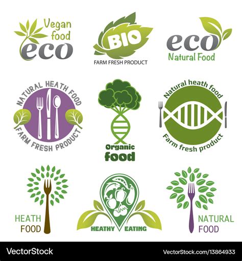 Organic food logos Royalty Free Vector Image - VectorStock