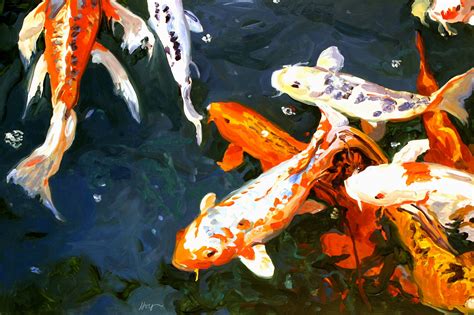 Koi Fish Paintings, Koi Paintings, Nature Paintings, Koi Artwork ...