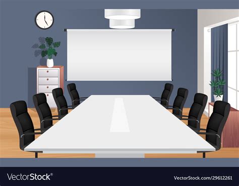 Tables and chairs in meeting room Royalty Free Vector Image