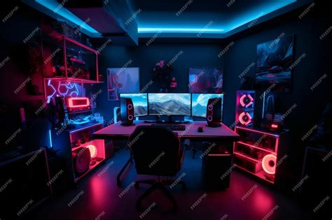 Premium Photo | Gaming room with hardware and equipment colored in red ...