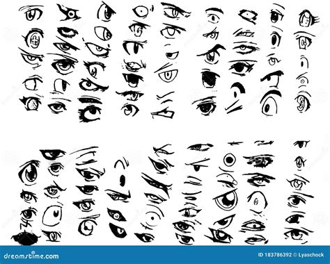 Tutorial Of Drawing Human Eye. Eye In Anime Style. Female Eyelashes ...