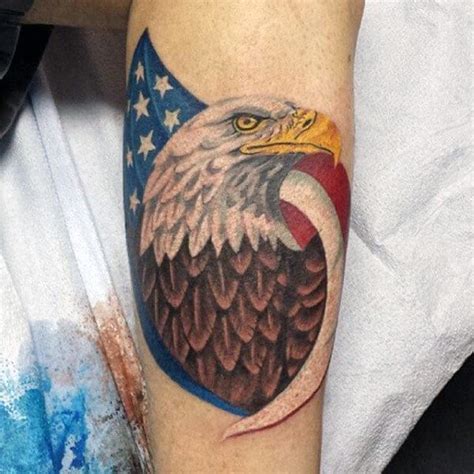 17 Bald Eagle With American Flag Tattoo Designs for Men and Women ...