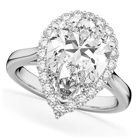 Pear Shaped Halo Diamond Engagement Ring 14K White Gold 4.69ct - AD4266