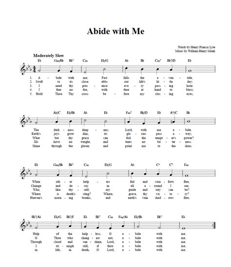 Abide with Me: Chords, Lyrics, and Sheet Music for C Instruments