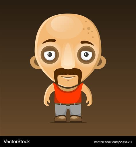 Bald man cartoon character with mustache Vector Image