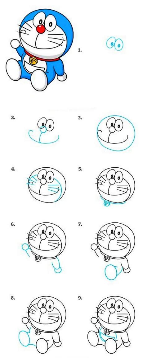 How to draw Doraemon Cartoon step by step - Drawing Photos