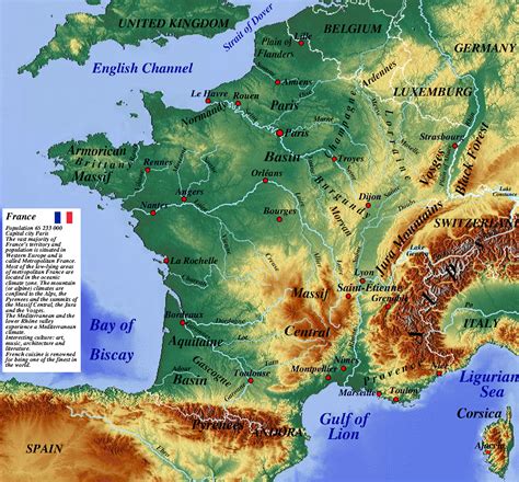 France physical map | physicalmap.org