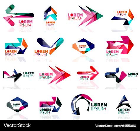 Geometric shapes arrow company logo set paper Vector Image