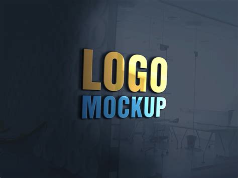 3D glass window logo mockup | Free logo mockup psd, Free logo mockup ...