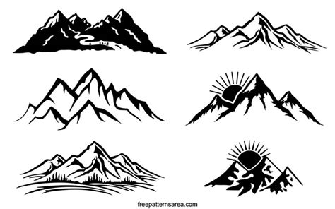 Mountain Silhouette Vector Art Designs - FreePatternsArea