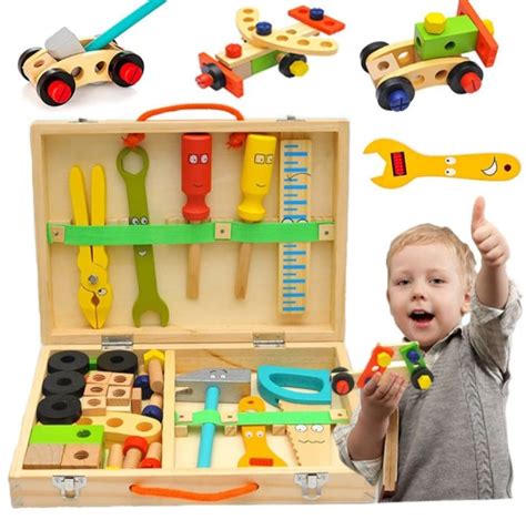 Wooden Toy Tool Box Set Educational Activity Fun Toy For Kids Toys for ...