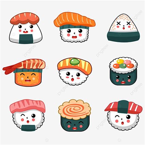 cartoon sushi,sushi,sushi emoji,prawn sushi,tuna sushi,laver roll,small ...