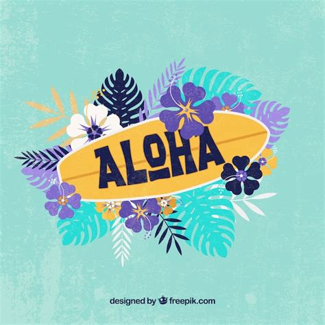 Premium Vector | Aloha surfboard background