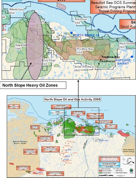 Map of North Slope oil and gas fields showing location of heavy oil ...