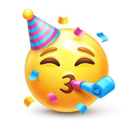 Premium Vector | Partying emoji. emoticon with party horn and hat