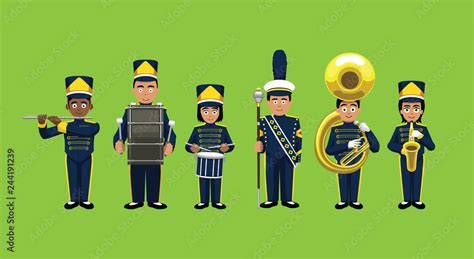 Marching Band Cute Cartoon Characters Vector Stock Vector | Adobe Stock