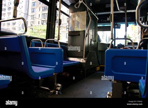 Interior of MTA public transportation bus, Manhattan, New York City ...