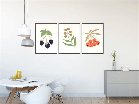 Kitchen Prints Set of 3 Kitchen Wall Art Prints Floral | Etsy