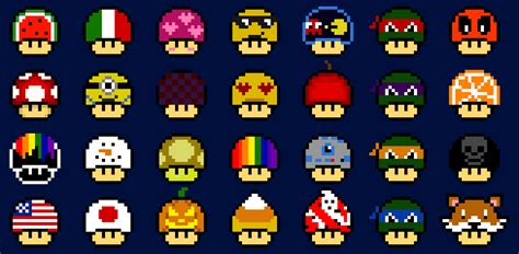 Among Us And Mushroom Mario Bros Mashup Pixel Art Pattern Pixel Art ...