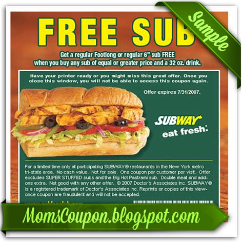 More ways to get coupons for Subway | Free Printable Coupons 2015