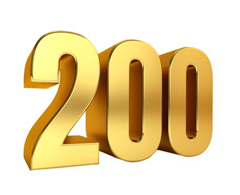 two hundred, golden number 200,anniversary,birthday, price 8490531 PNG