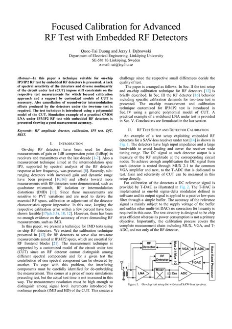 (PDF) Focused calibration for advanced RF test with embedded RF detectors