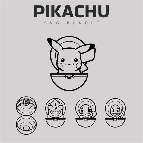 Outline Pikachu SVG Designs | Master Bundles