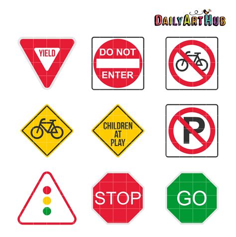 9 Road Signs Clip Art Set | Daily Art Hub - ClipArt Best - ClipArt Best