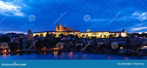 Prague castle at night stock image. Image of central - 22832483