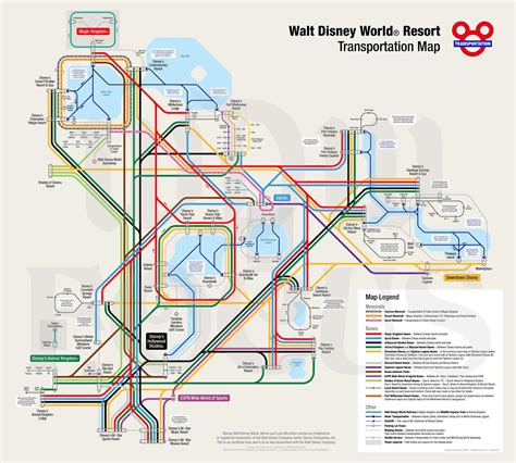 Disney monorail map - Walt Disney World monorail map (Florida - USA)