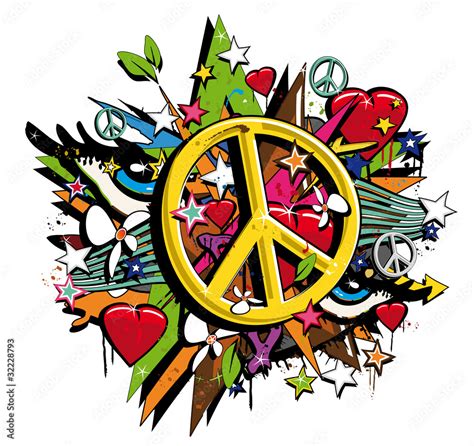 Graffiti Peace and Love symbol pop art illustration Stock Illustration ...