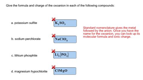 Solved Give the formula and charge of the oxoanion in each | Chegg.com