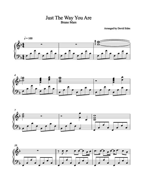 Just The Way You Are (Bruno Mars) - Piano Sheet Music – David Sides ...