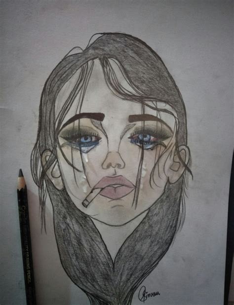 Depressed Girl Crying Drawing at PaintingValley.com | Explore ...