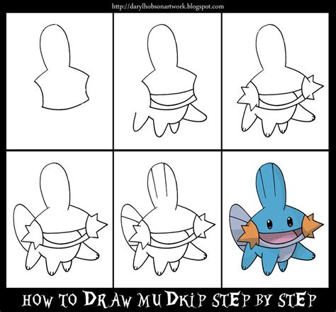 How To Draw Mudkip From Pokemon Easy Step By Step Drawing Lesson ...