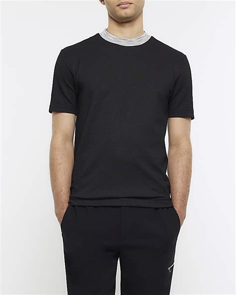 Black slim fit t-shirt | River Island